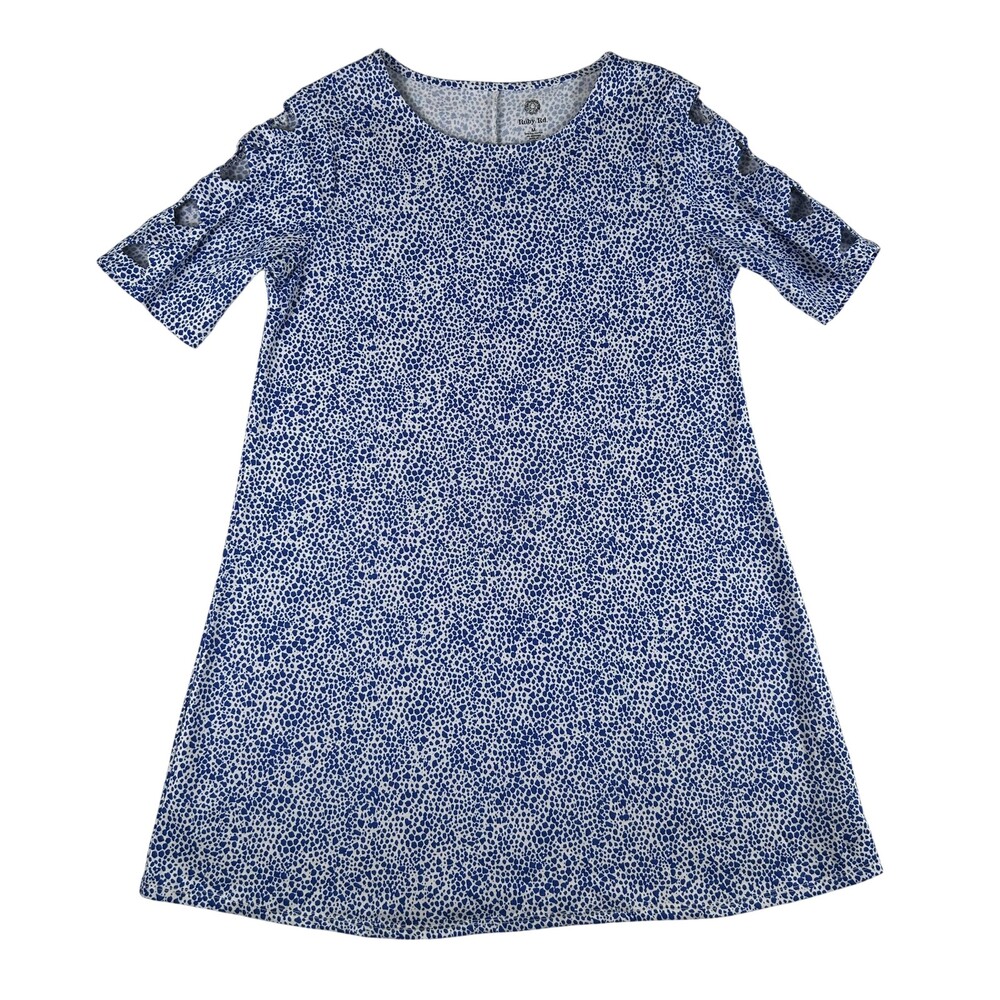 Ruby Rd. Dress Womens Medium Blue Animal Print Shift Cutout Sleeve Knee Length